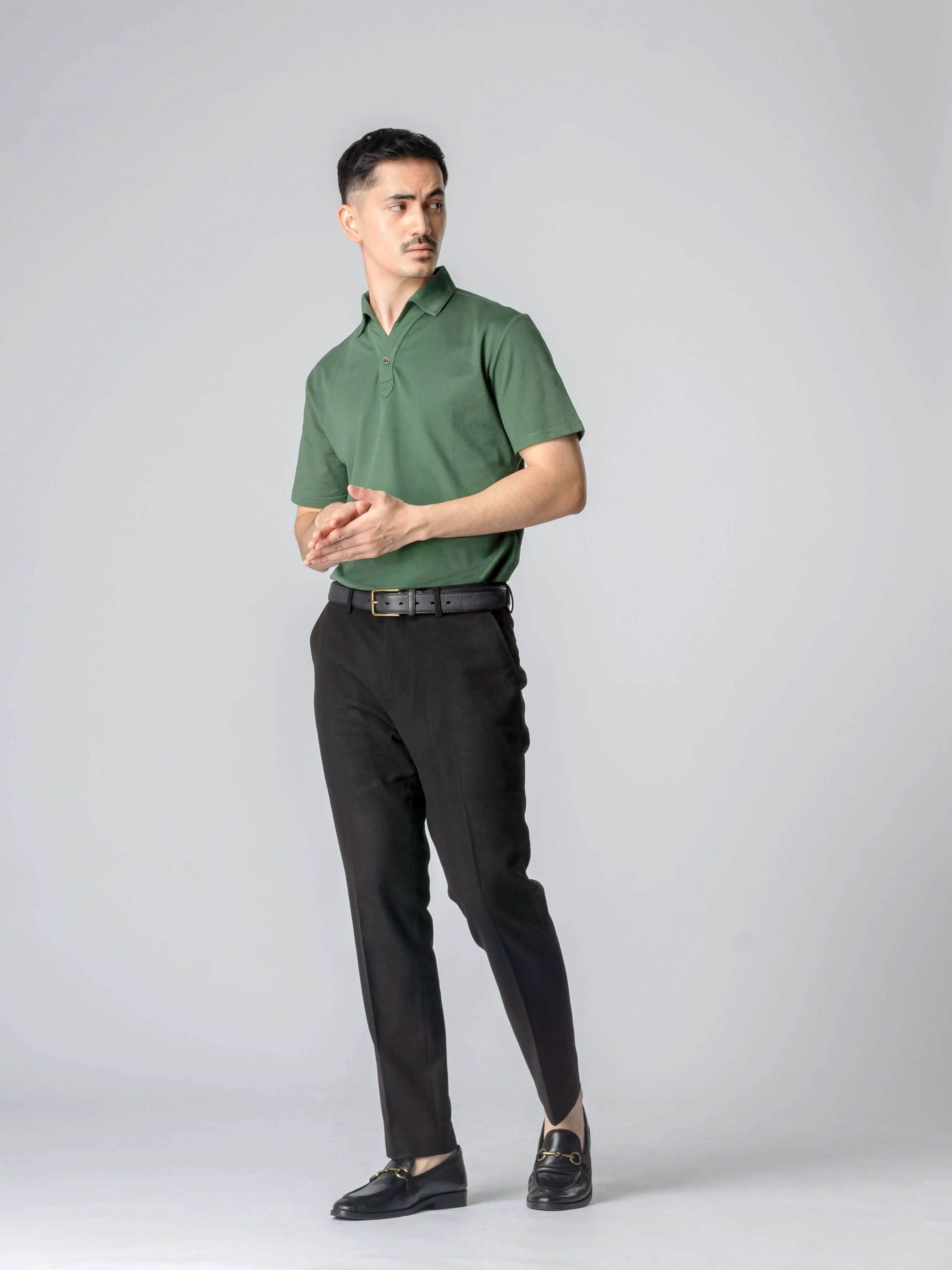 Ezio Polo Shirt - Forest Green One-Piece Collar