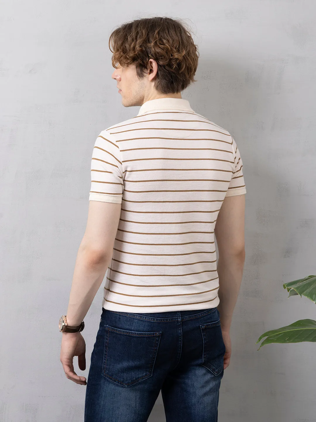 Fawn Striped Polo T-Shirt