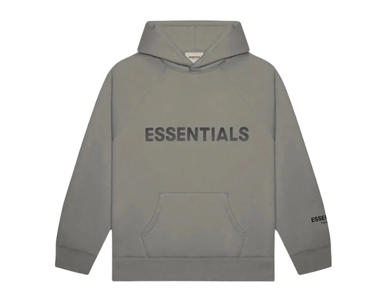 Fear of God Essentials Pullover Hoodie Applique Logo Gray Flannel