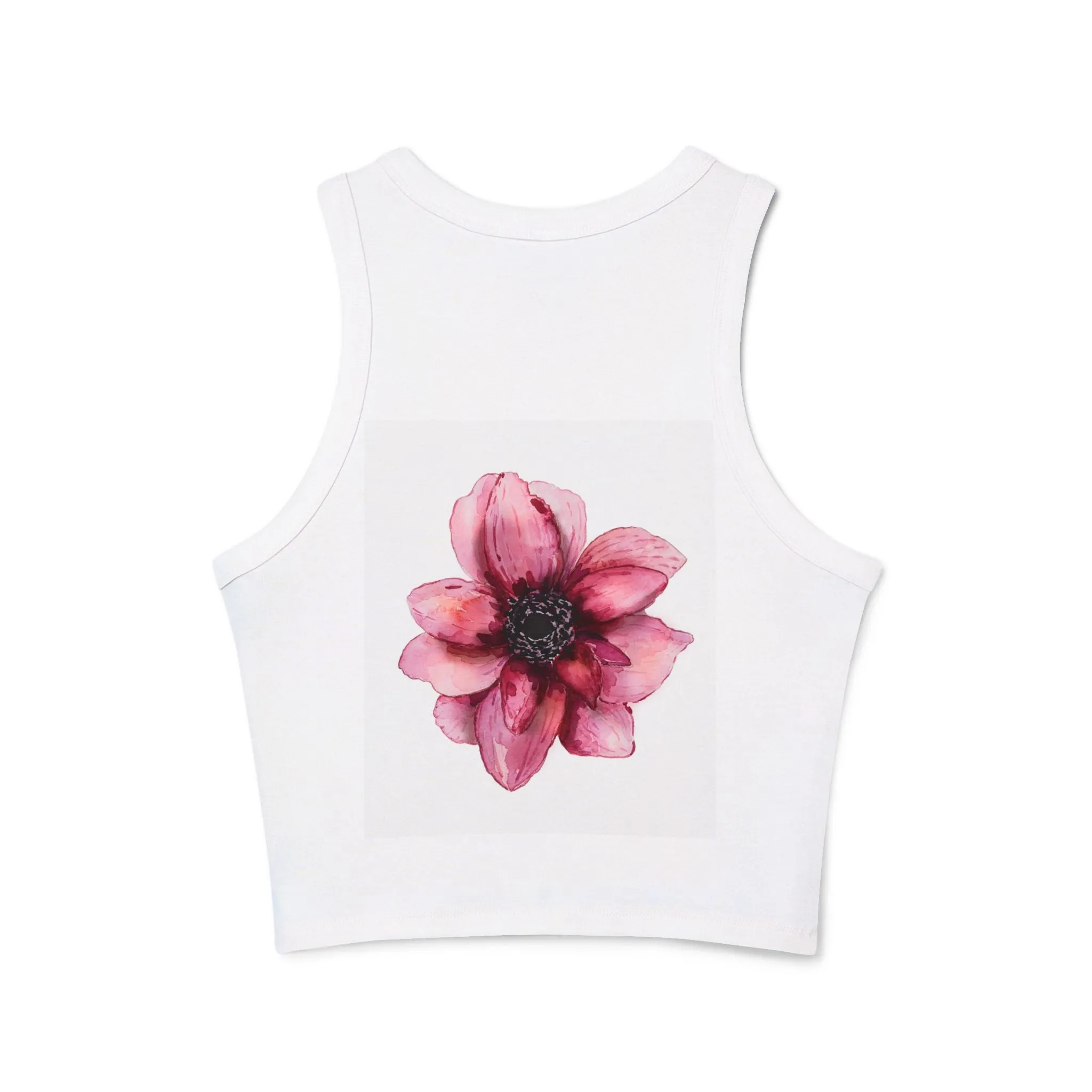 Floral Print Women's Micro Rib Racer Tank Top - Lightweight Summer Essential