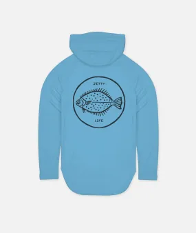 Flounder UV Hoodie - Light Blue