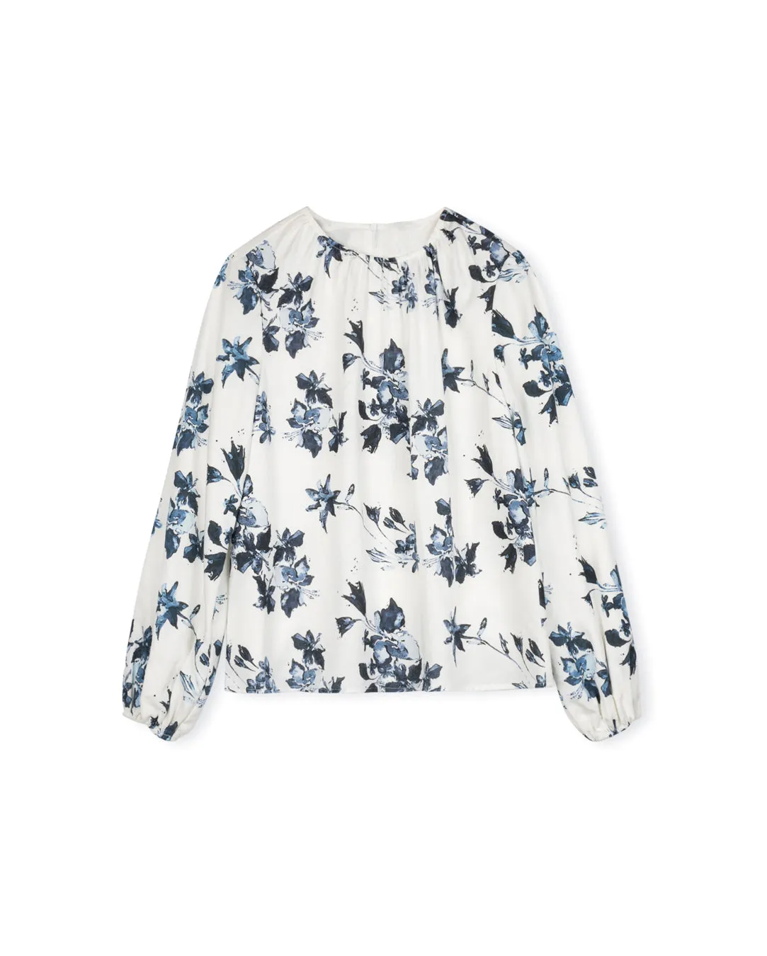 Flower Print Shirred Neck Top