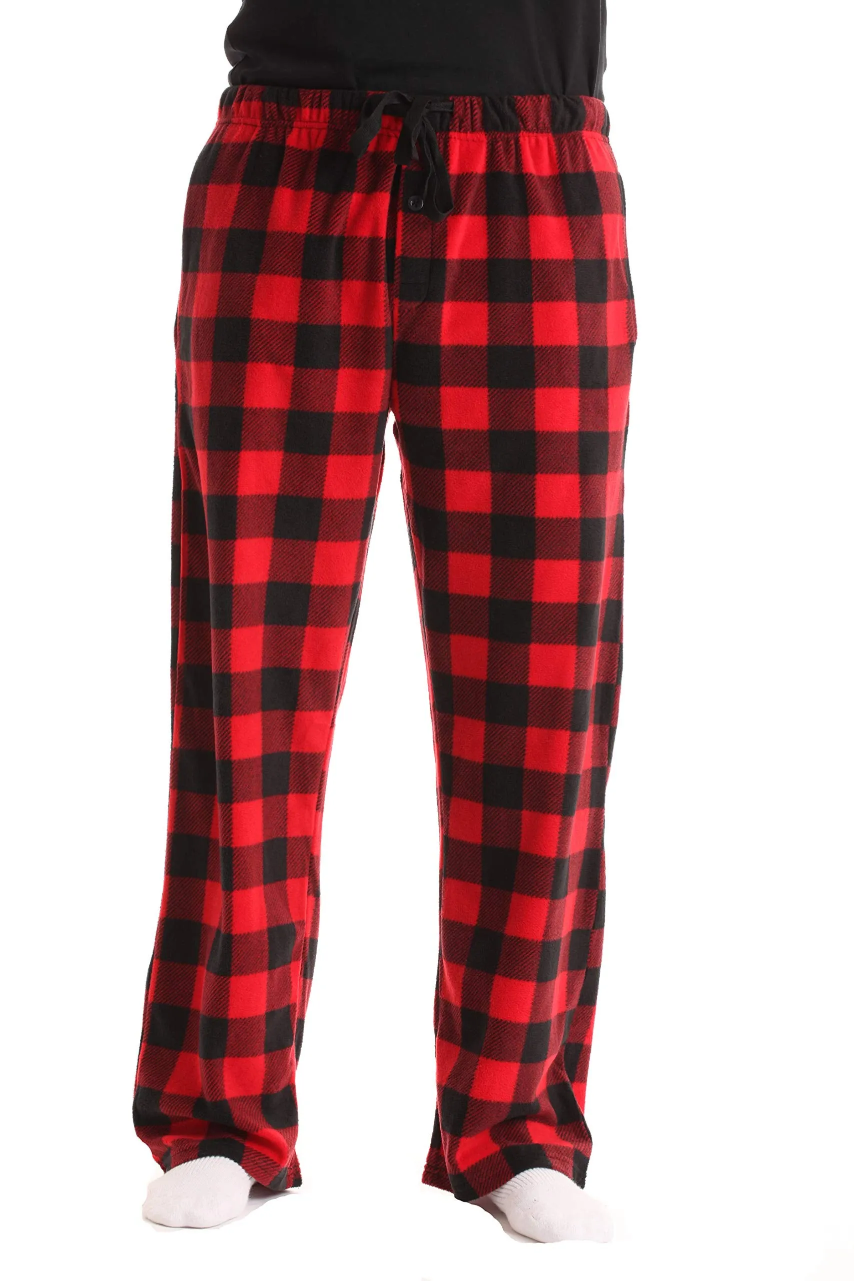 #FollowMe 45902-1A-L Polar Fleece Pajama Pants for Men/Sleepwear/PJs, Red Buffalo Plaid, Large