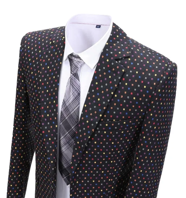 Formal Men's Houndstooth Notch Lapel Blazer