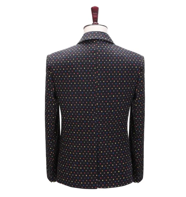 Formal Men's Houndstooth Notch Lapel Blazer