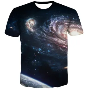 Galaxy T-shirt Men Planet Tshirts Cool Starry Sky Tshirt Anime Colorful T shirts Funny Harajuku T-shirts Graphic