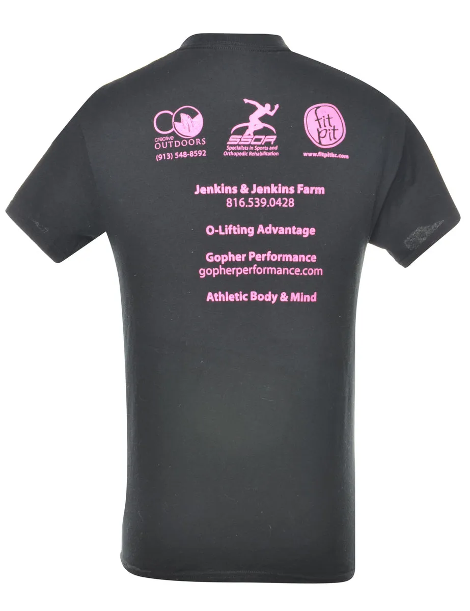 Gildan Weightlifting Black & Pink Championship Printed T-shirt - S