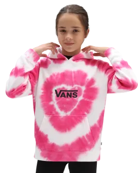 Girls Tie Dye Heart Hoodie in Begonia Pink