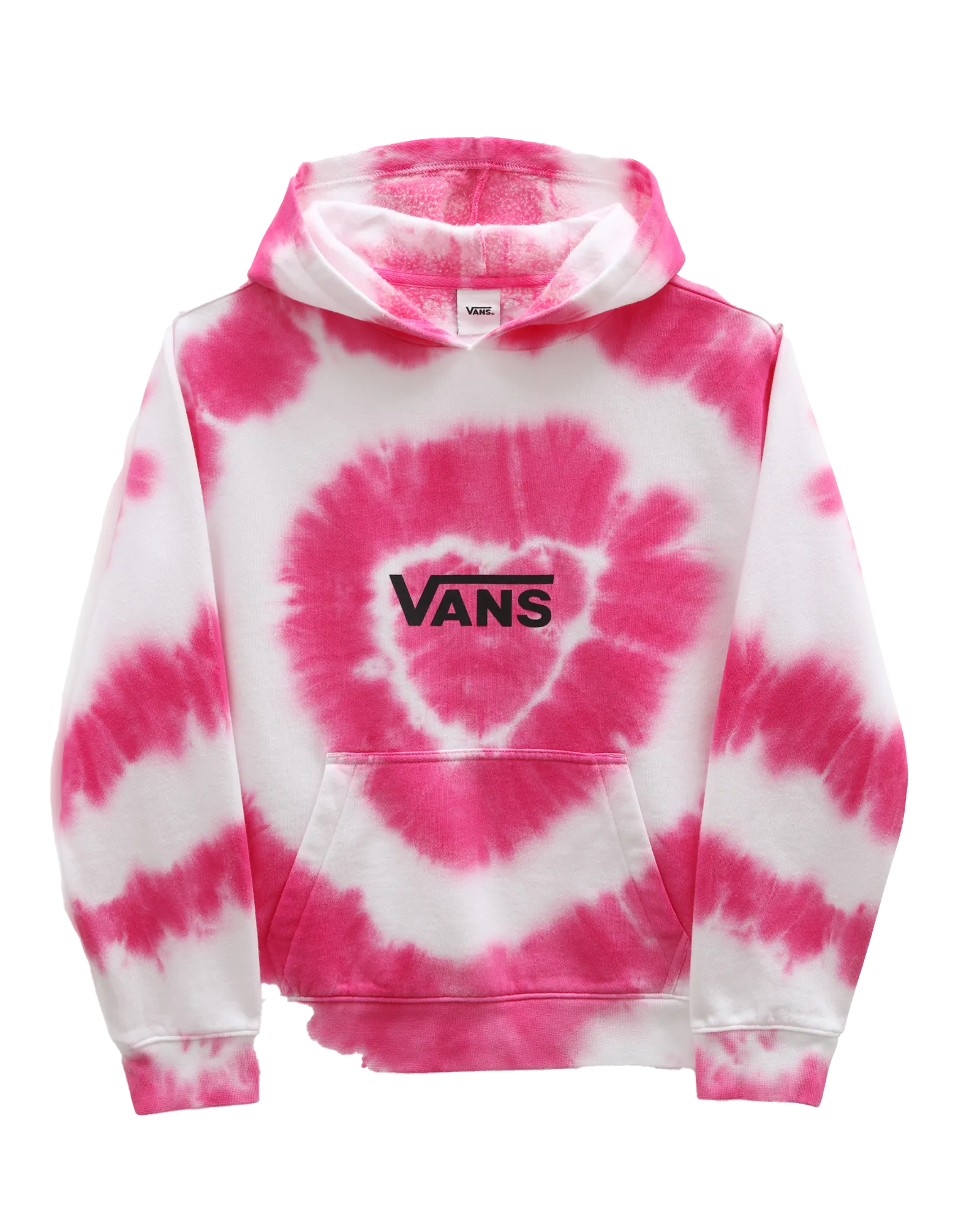 Girls Tie Dye Heart Hoodie in Begonia Pink