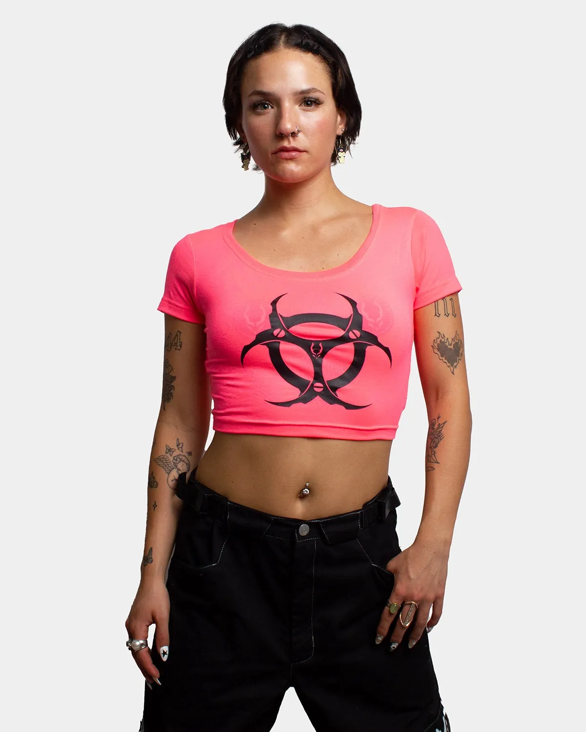 HAZARD CROP T-SHIRT UV PINK