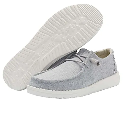 Hey Dude Women's Wendy Stretch Fleece Glacier Gray Size 8 | Women’s Shoes | Women’s Lace Up Loafers | Comfortable & Light-Weight