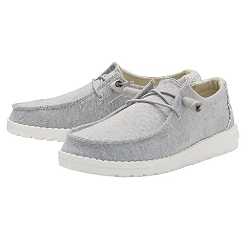 Hey Dude Women's Wendy Stretch Fleece Glacier Gray Size 8 | Women’s Shoes | Women’s Lace Up Loafers | Comfortable & Light-Weight