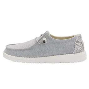 Hey Dude Women's Wendy Stretch Fleece Glacier Gray Size 8 | Women’s Shoes | Women’s Lace Up Loafers | Comfortable & Light-Weight