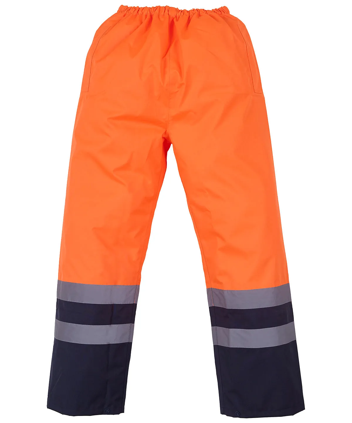 Hi-vis waterproof overtrousers (HVS463) | Orange/Navy