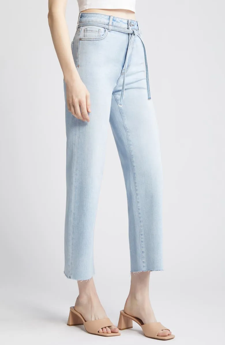 Hidden Denim Tracey High Rise Wide Straight Belted Jean