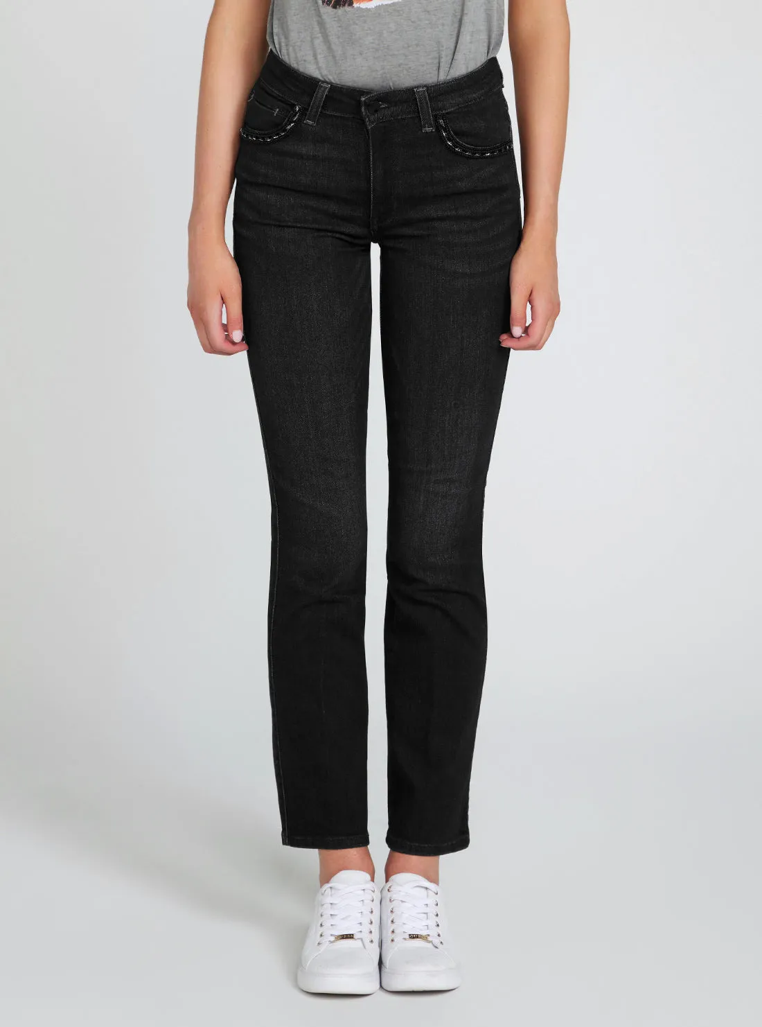 High-Rise Sexy Straight Leg Denim Jeans In Orbit Wash