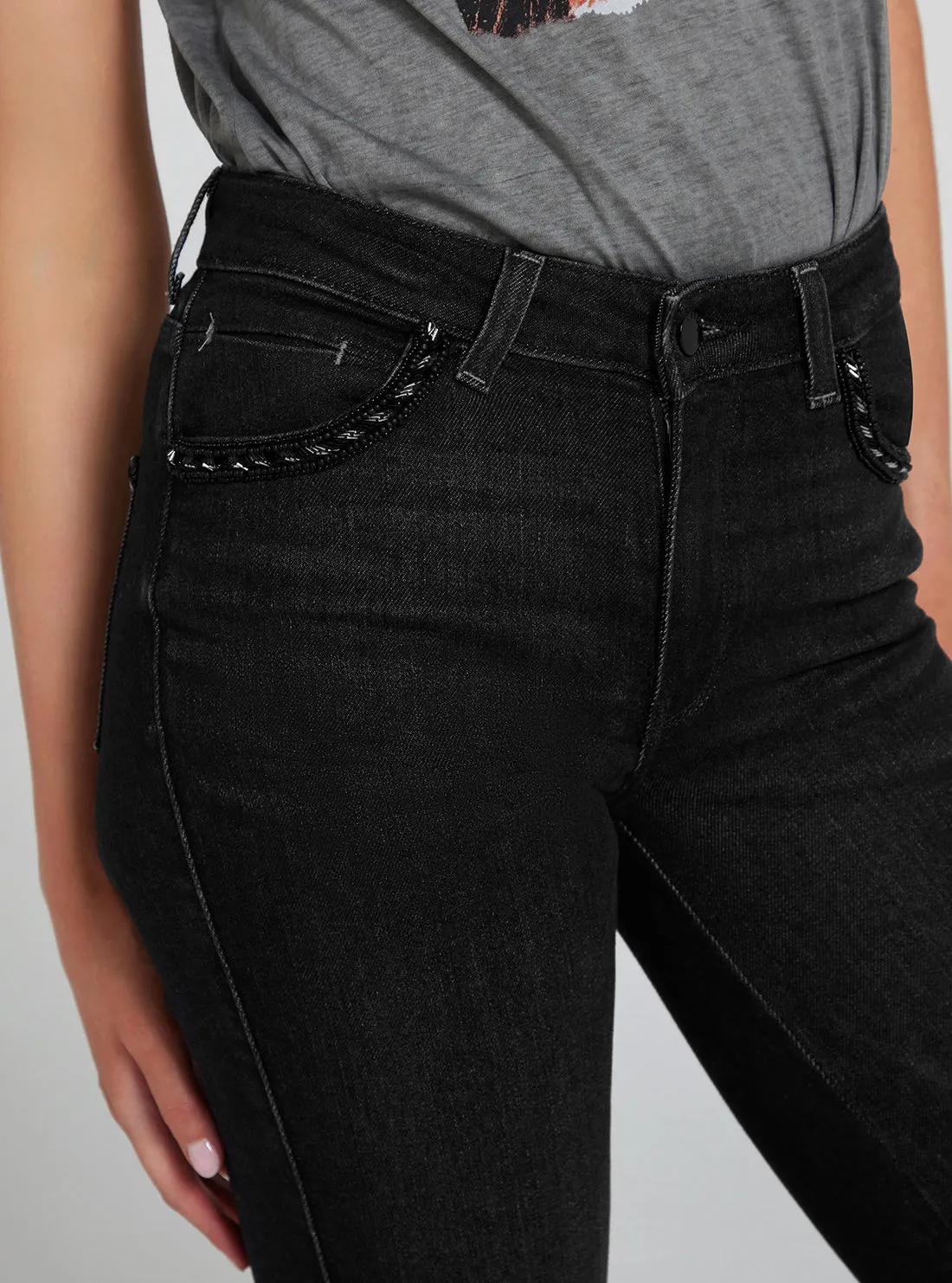 High-Rise Sexy Straight Leg Denim Jeans In Orbit Wash