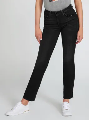 High-Rise Sexy Straight Leg Denim Jeans In Orbit Wash