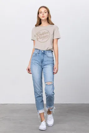 HIGH WAIST TAPERED JEANS