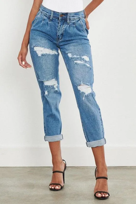 High Waisted Boyfriend Jeans Womens