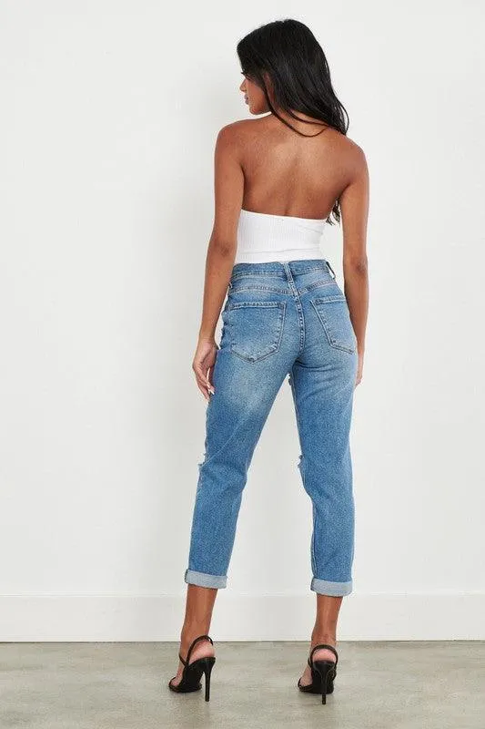 High Waisted Boyfriend Jeans Womens