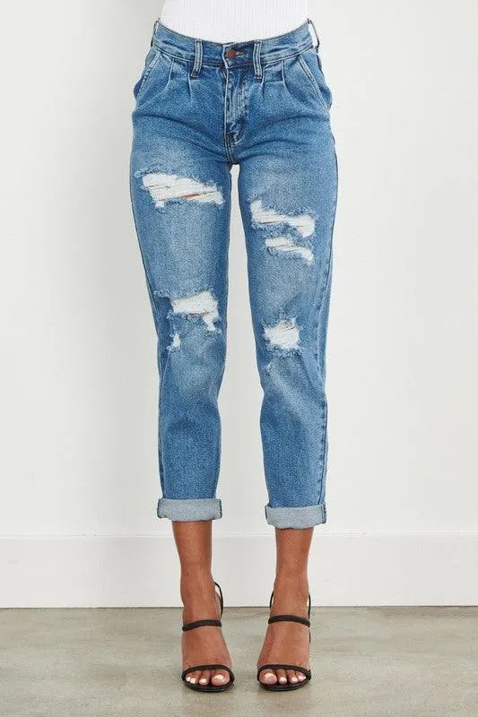 High Waisted Boyfriend Jeans Womens