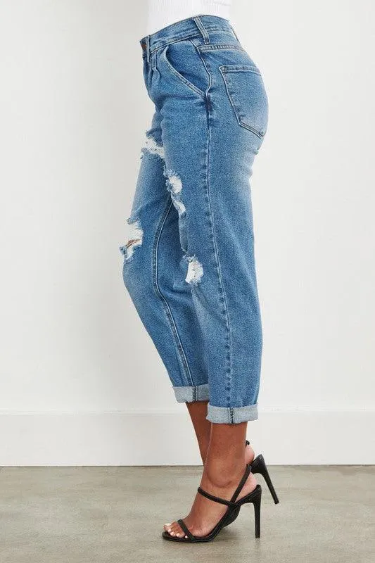 High Waisted Boyfriend Jeans Womens