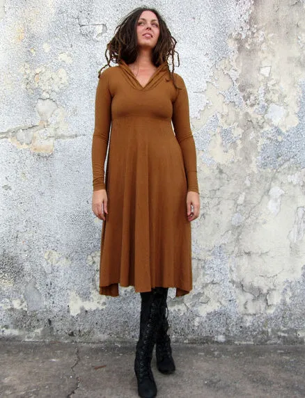 Hooded Eclipse Wanderer Below Knee Dress