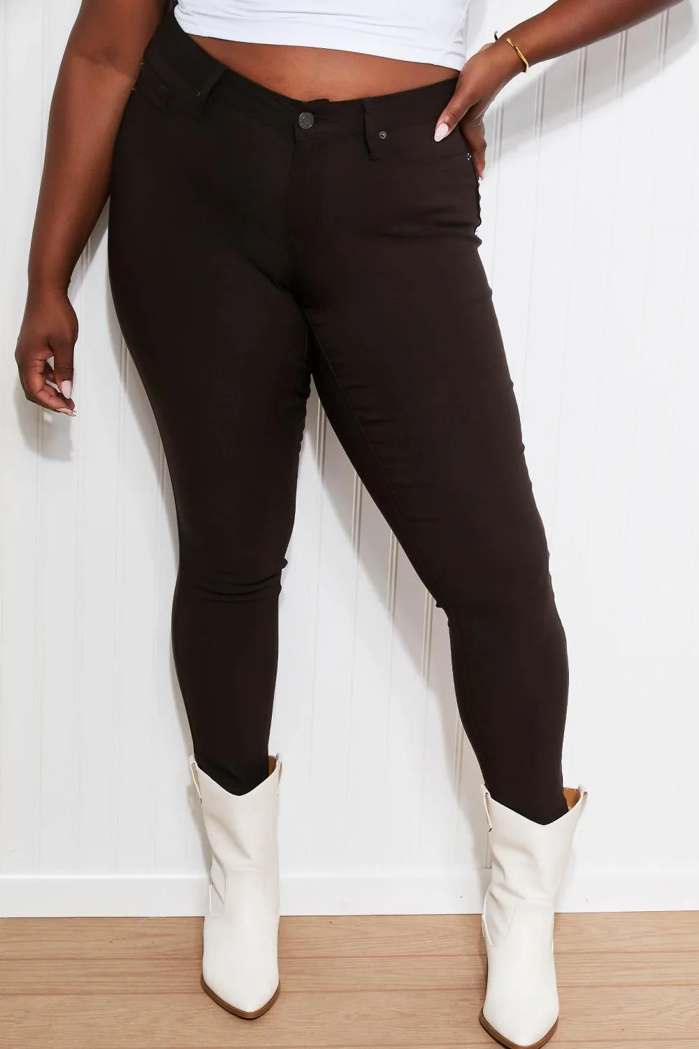 Hyper Stretch Full Size Mid Rise Skinny Jeans