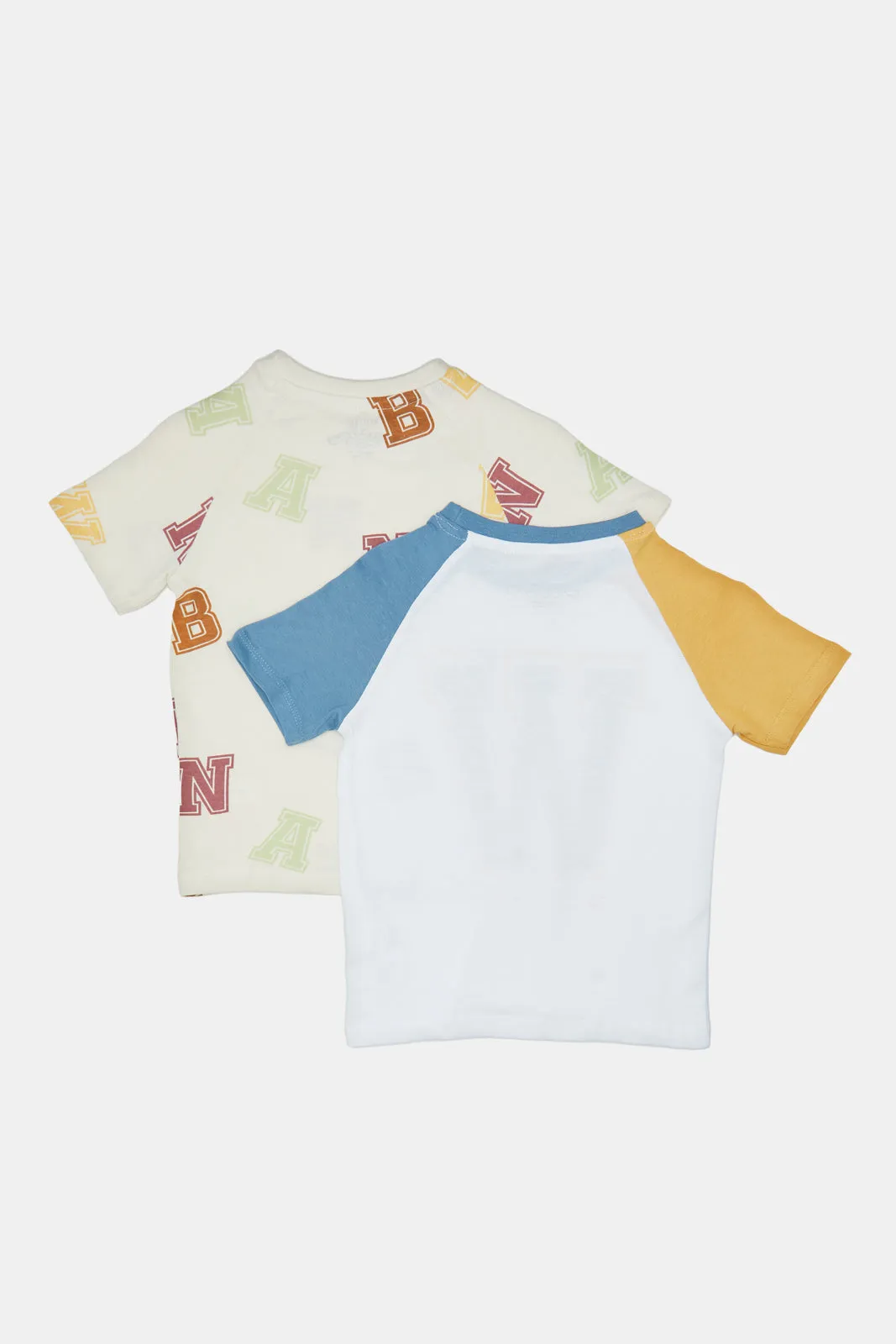 Infant Boys Ivory And Cream Printed T-Shirt Set (Pack of 2)