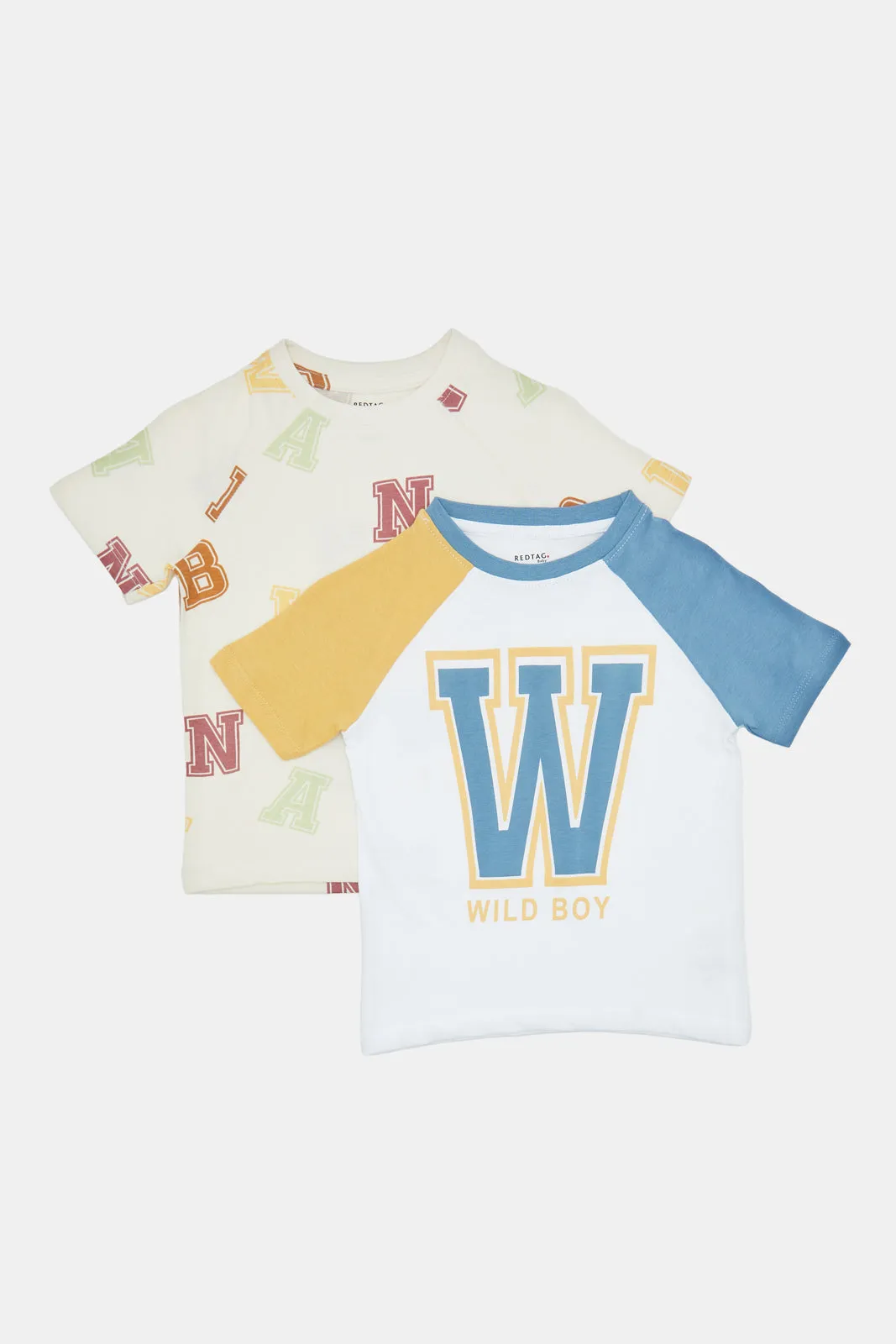 Infant Boys Ivory And Cream Printed T-Shirt Set (Pack of 2)