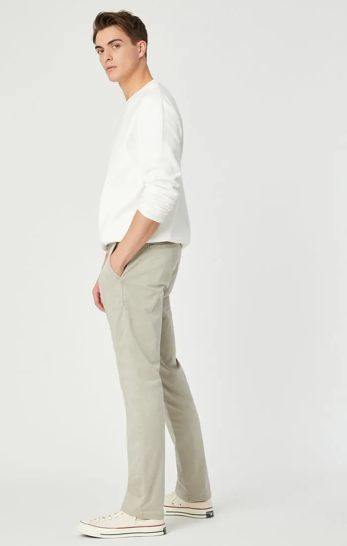 JOHNNY SLIM LEG CHINO IN STONE GREY SATEEN