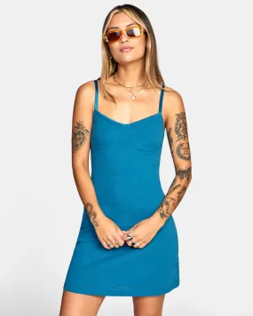 Just Friends Pointelle Midi Dress - Snorkel Blue