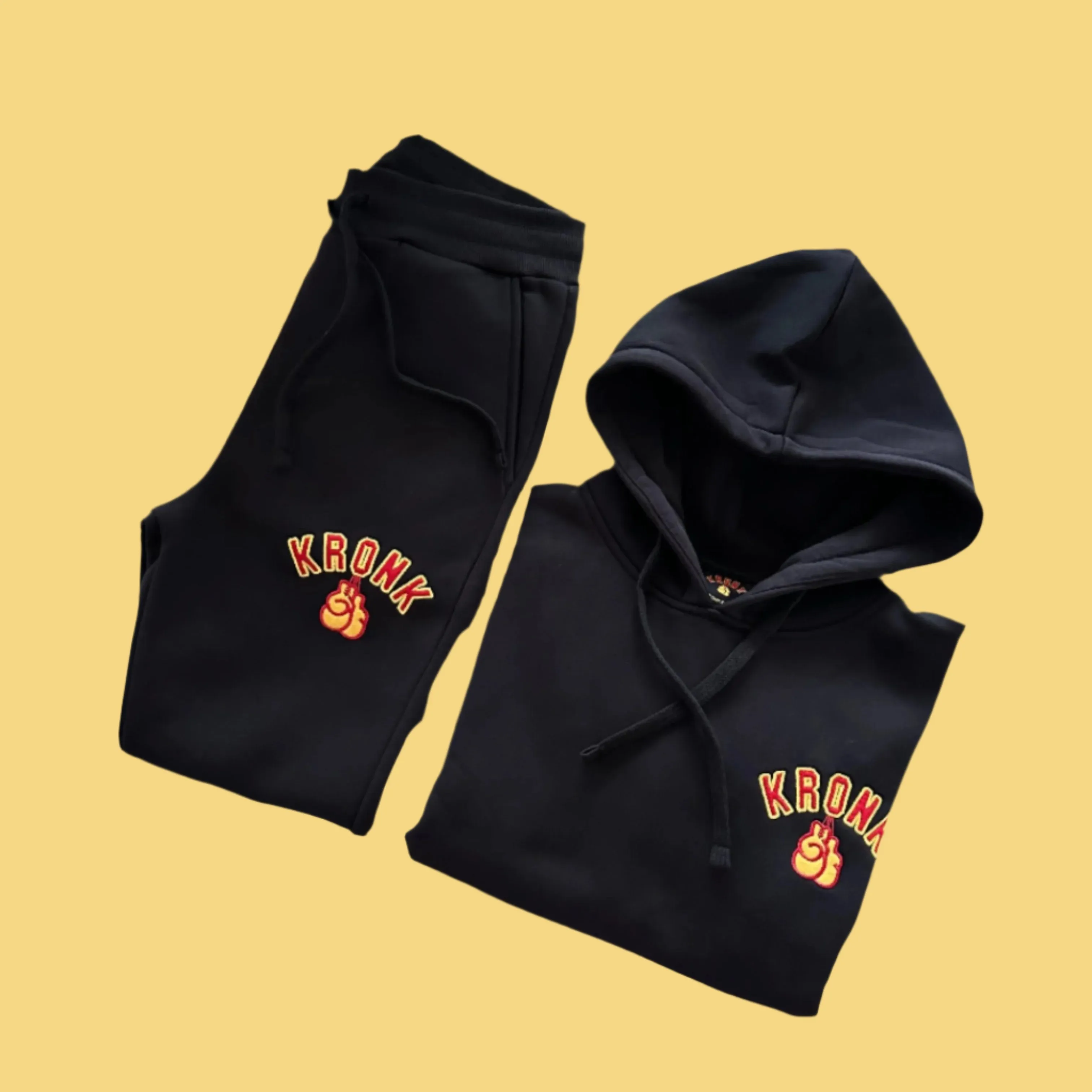 KRONK Thomas Hearns Applique Hoodie Loose Fit Black