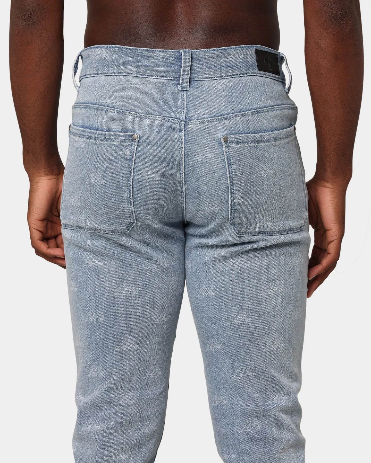 Last Kings Lasered Denim Jeans Light Blue