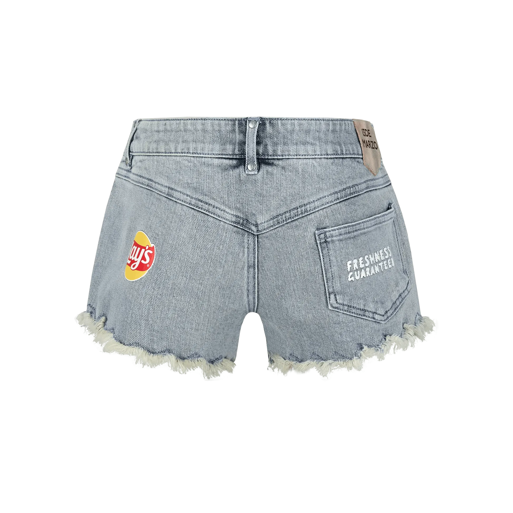 Lay's Bear Washed Denim Shorts in Blue