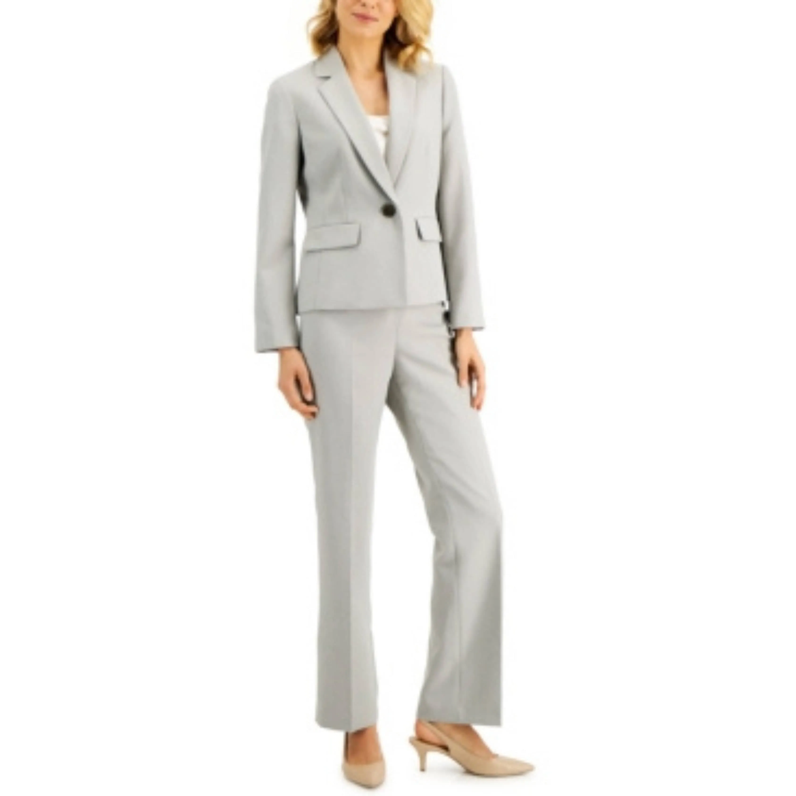 LE SUIT - Printed Single-Button Pantsuit