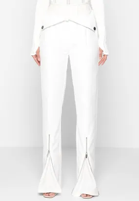 Leather Corset Zip Trousers - White