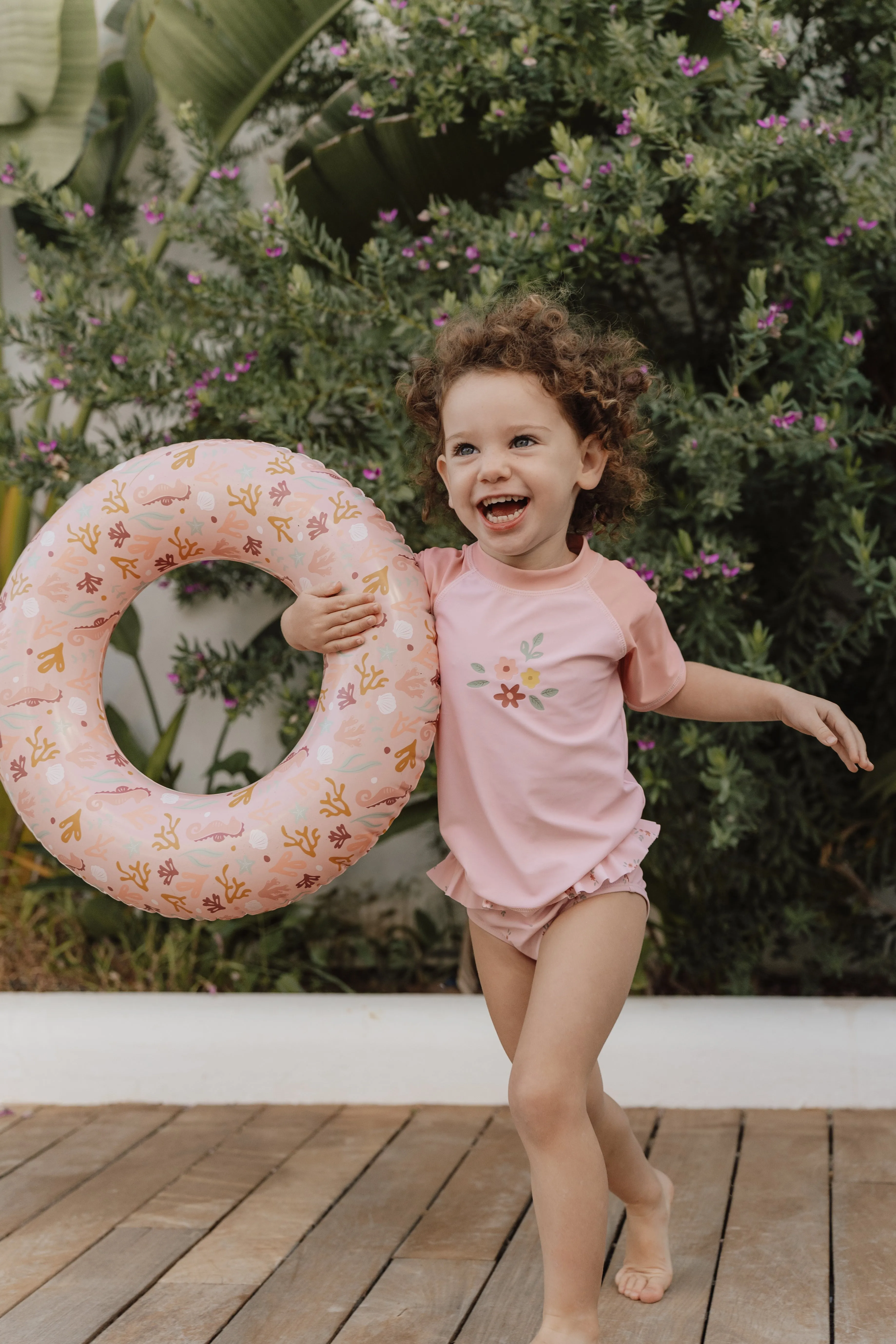 Little Dutch Swim T-Shirt Short Sleeve Flower Pink