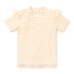 Little Dutch Swim T-Shirt Short Sleeve Ruffles Sunshine Checks