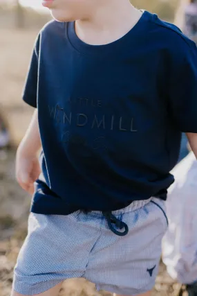 Little Windmill Kids Embroidered Tee - Storm/Navy