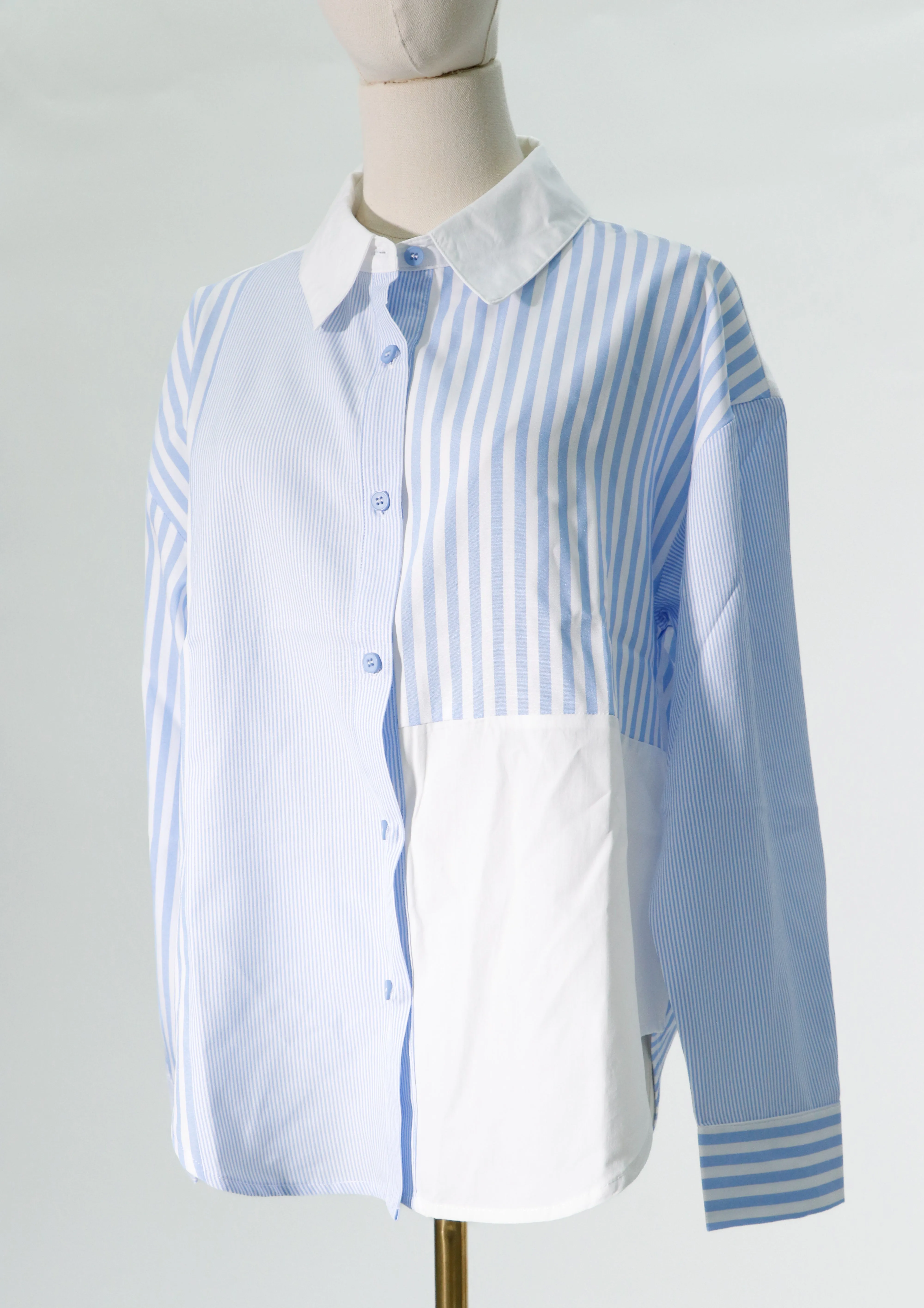 long sleeve strip shirt button down