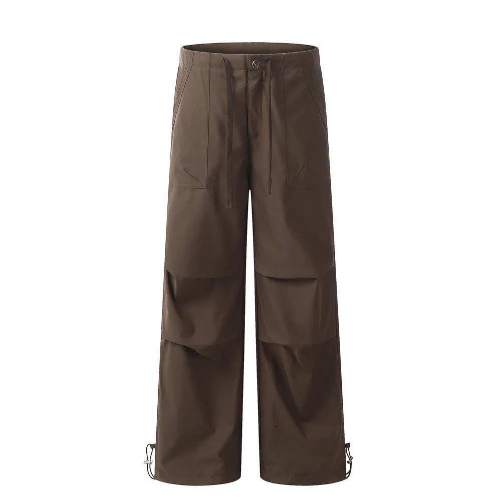 Loose Pleated Paratrooper Casual Pants Men