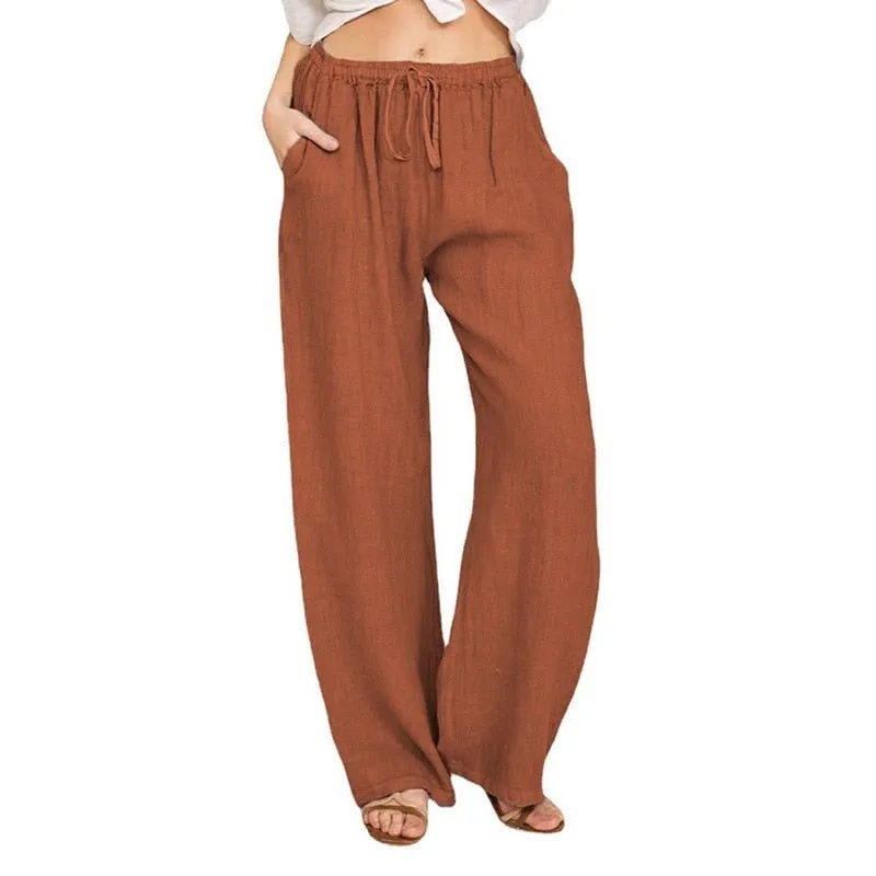 Lovely Loose Wide Leg Drawstring Pocket Pants