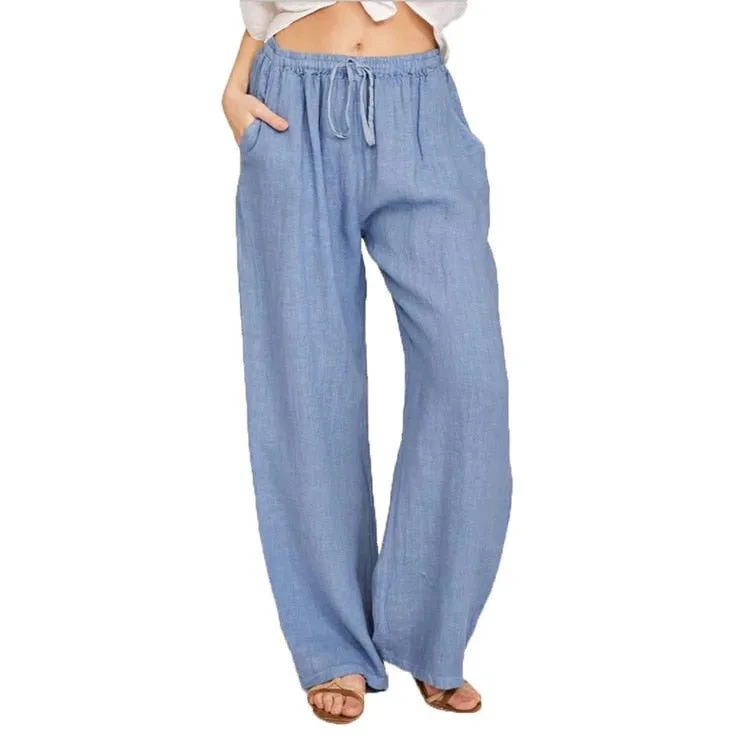 Lovely Loose Wide Leg Drawstring Pocket Pants