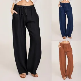 Lovely Loose Wide Leg Drawstring Pocket Pants