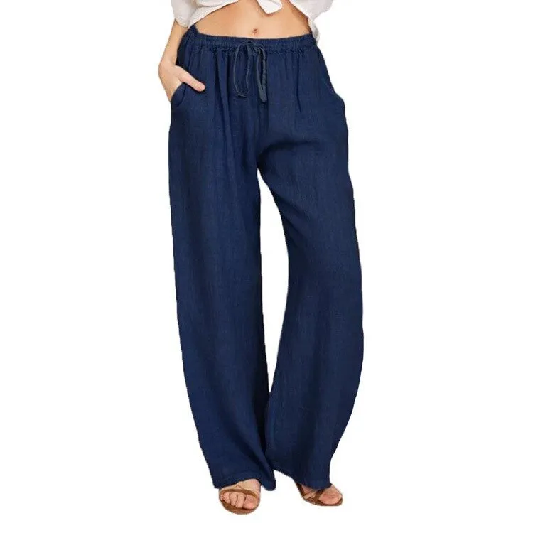 Lovely Loose Wide Leg Drawstring Pocket Pants