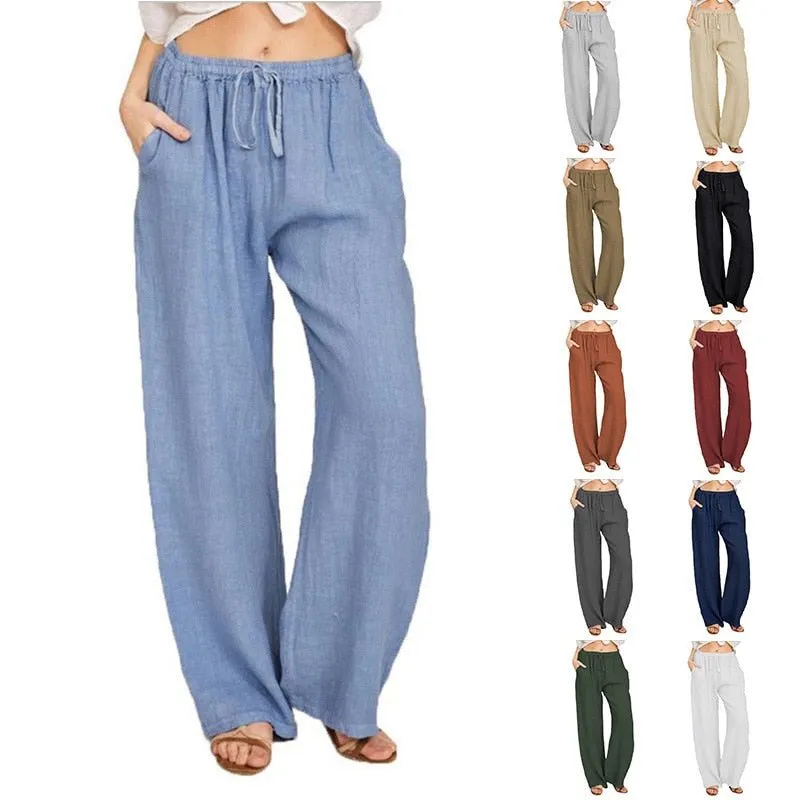 Lovely Loose Wide Leg Drawstring Pocket Pants