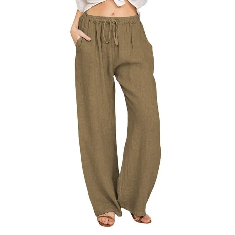 Lovely Loose Wide Leg Drawstring Pocket Pants