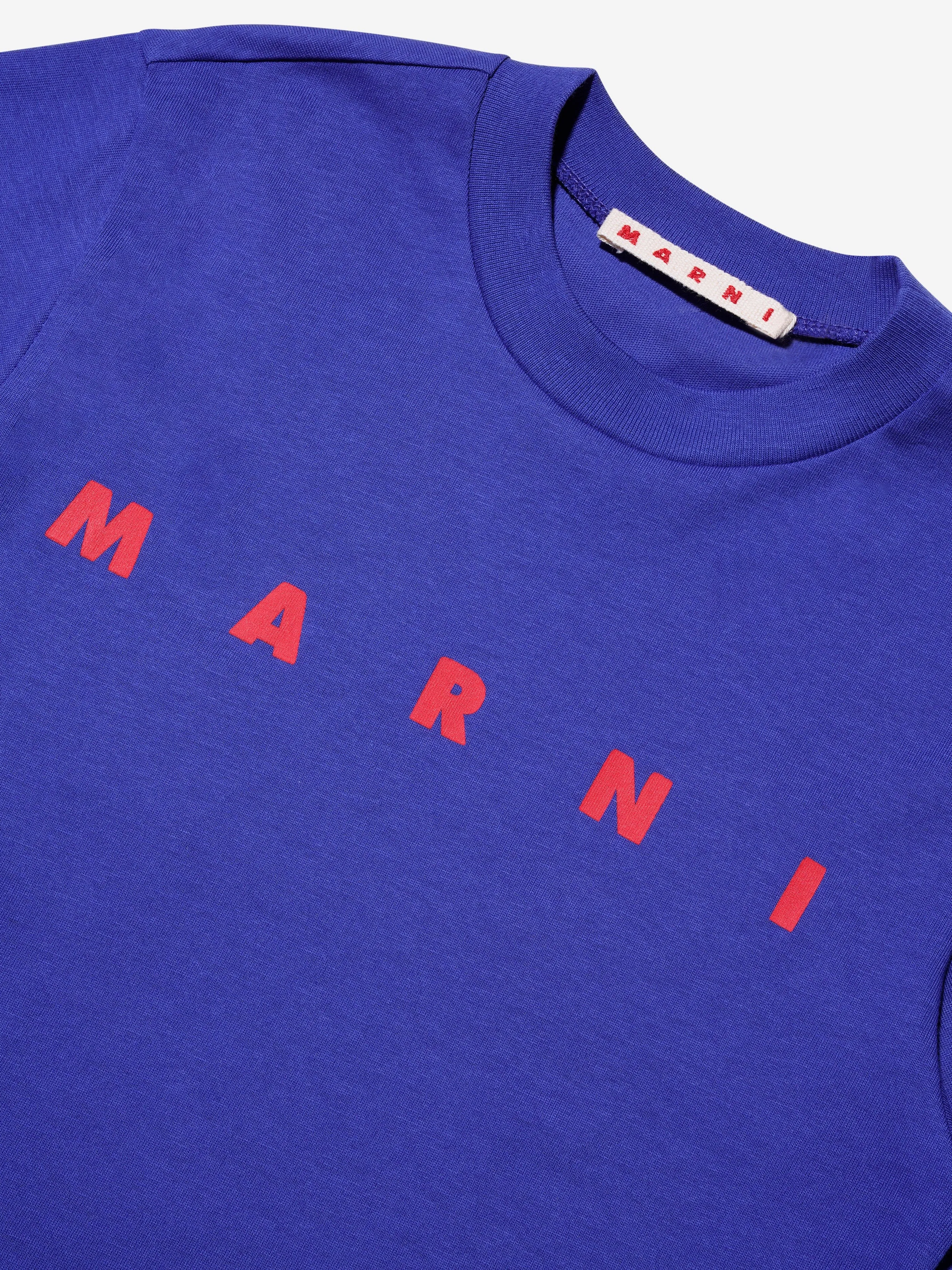 MARNI Kids Logo Print T-Shirt in Blue